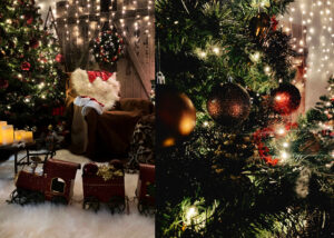 Weihnachts-Set Studiofotografie, festlich, Scheunentor, gemütlich, Weihnachtsstimmung